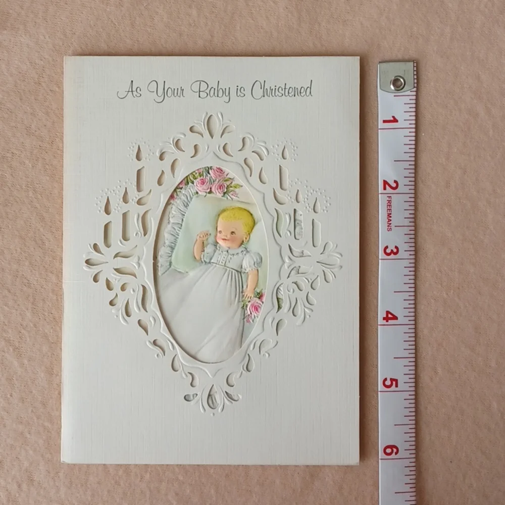 Vintage Baby Christening Baptism Greeting Card